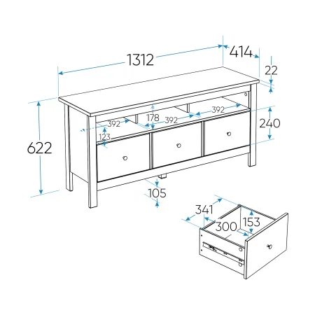 2.08.03.090.6 САГА тумба 3 ящика темно-бирюзовая RU
