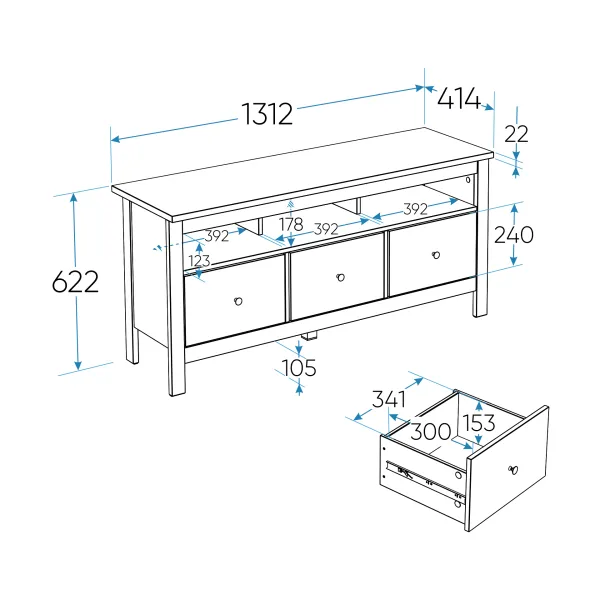2.08.03.090.1 САГА тумба 3 ящика белая RU