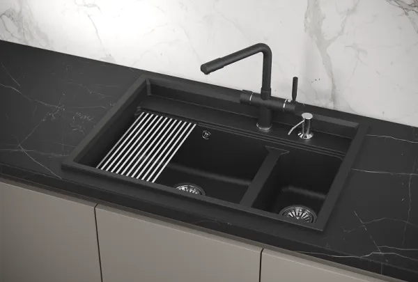 KS-7302, ЧЁРНЫЙ  кухонная мойка, кварц