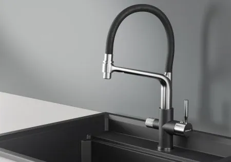 0075, ЧЁРНЫЙ, СМЕСИТЕЛЬ КУХОННЫЙ