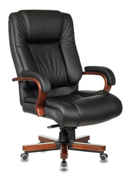Кресло руководителя Бюрократ T-9925WALNUT черный кожа/иск.кожза крестов. металл/дерево