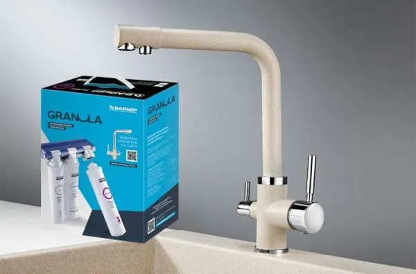 Комплект кухонный смеситель Granula 2015 Пирит + Фильтр Granula