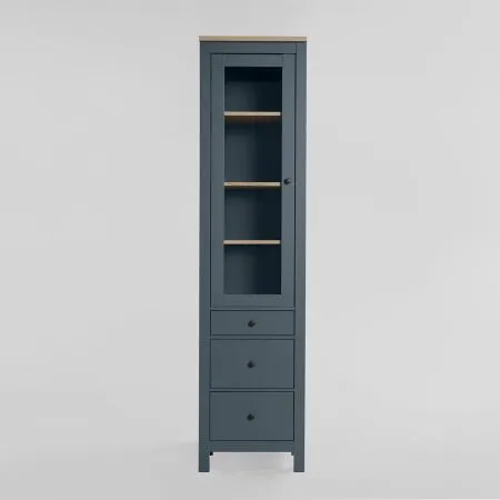 2.08.07.120.16 САГА шкаф с витриной 50 темно-бирюзовый/ясень RU