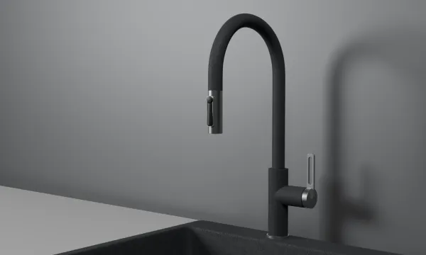 GR-8168, ГРАФИТ, СМЕСИТЕЛЬ КУХОННЫЙ С ВЫДВИЖНЫМ ИЗЛИВОМ