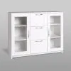 2.02.03.380.1 СИРИУС тумба 2 двери со стеклом и 3 ящика 117х95 белая RU