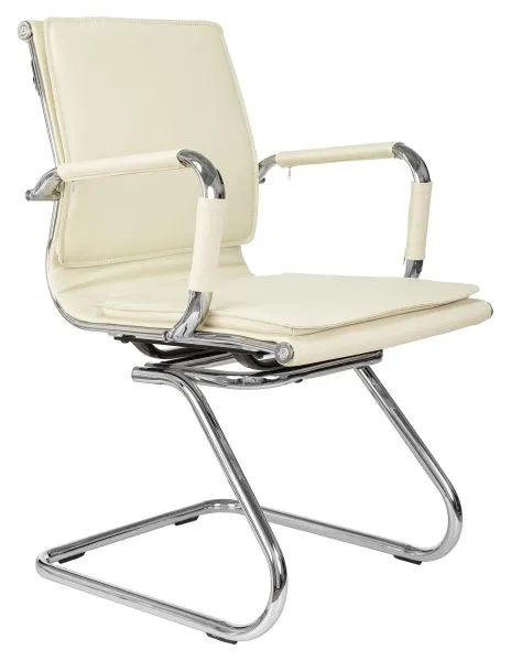 Кресло Бюрократ Ch-993-Low-V слоновая кость экокожа низк.спин. полозья металл хром