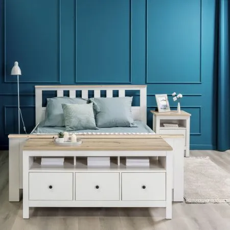 2.08.04.070.14 САГА кровать двойная 160х200 белая/ясень