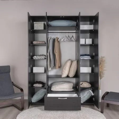 2.02.01.520.5 СИРИУС шкаф 4 двери и 1 ящик 156х59х220 Дуб Венге RU (с 2 зеркалами)