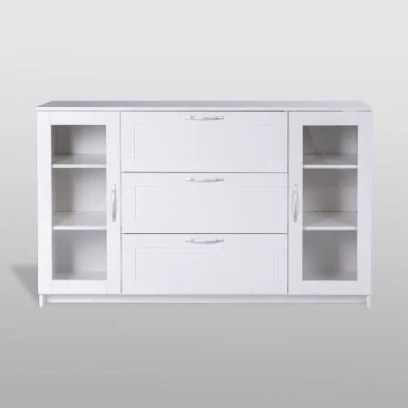 2.02.03.370.1 СИРИУС тумба 2 двери со стеклом и 3 ящика 156х95 белая RU