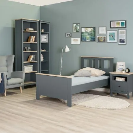 2.08.04.050.16 САГА кровать одинарная 90х200 темно-бирюзовая/ясень