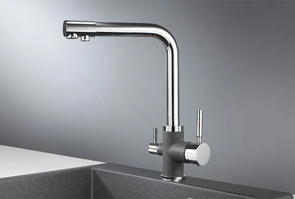 3015, XРОМ/ГРАФИТ (ЧЁРНО-СЕРЫЙ), СМЕСИТЕЛЬ КУХОННЫЙ