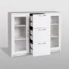 2.02.03.380.1 СИРИУС тумба 2 двери со стеклом и 3 ящика 117х95 белая RU