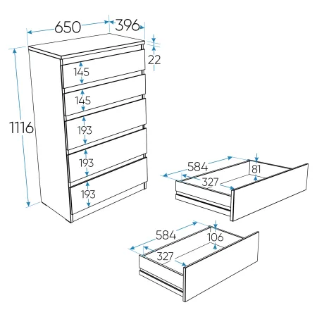 2.03.02.070.4 КАСТОР комод 5 ящиков RU серый