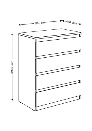 2.05.02.070.5 МАЛЬТА комод 4 ящика 80х99 Дуб Венге RU