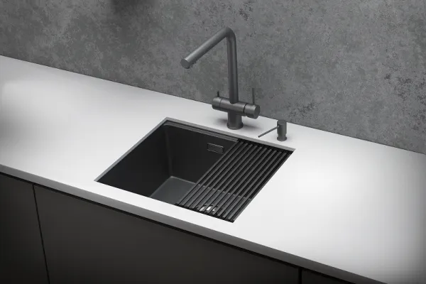 KS-5045U, ГРАФИТ МАТОВЫЙ, стальная кухонная мойка KITCHEN SPACE