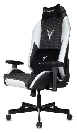 Кресло игровое Knight Neon черный/серебряный соты экокожа с подголов. крестов. металл