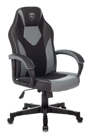 Кресло игровое Zombie GAME 17 черный/серый ткань/эко.кожа крестов. пластик