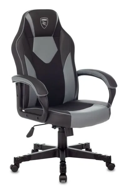 Кресло игровое Zombie GAME 17 черный/серый ткань/эко.кожа крестов. пластик