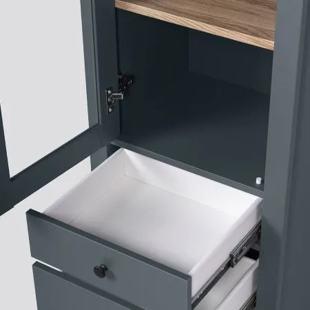 2.08.07.120.16 САГА шкаф с витриной 50 темно-бирюзовый/ясень RU