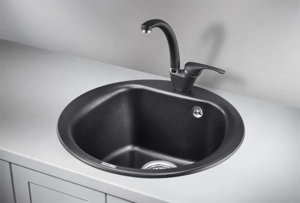 5101, ШВАРЦ (чёрный металлик), кухонная мойка, кварц