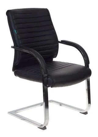 Кресло Бюрократ T-8010-Low-V черный экокожа низк.спин. полозья металл хром