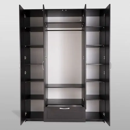 2.02.01.520.5 СИРИУС шкаф 4 двери и 1 ящик 156х59х220 Дуб Венге RU (с 2 зеркалами)