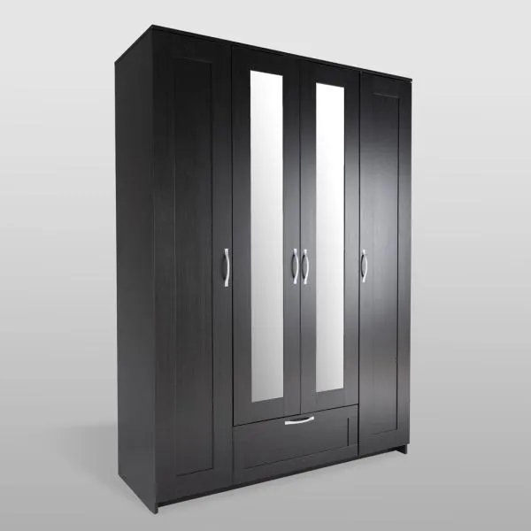 2.02.01.520.5 СИРИУС шкаф 4 двери и 1 ящик 156х59х220 Дуб Венге RU (с 2 зеркалами)