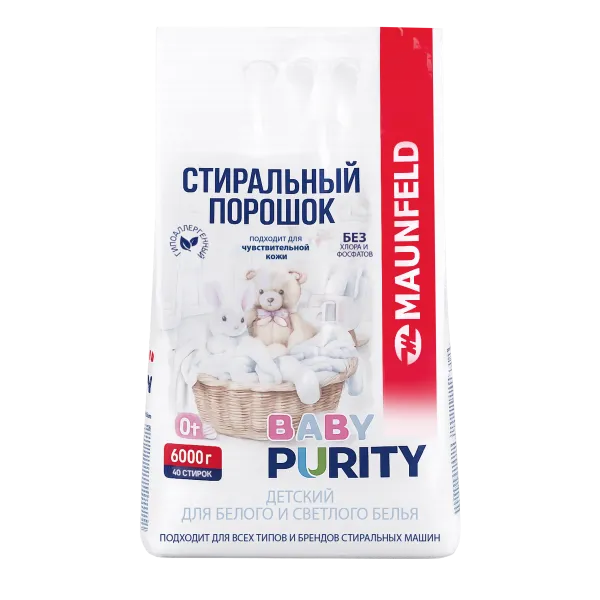 Стиральный порошок детский для белого и светлого белья Maunfeld Baby Purity 6000г MVM6000BWP