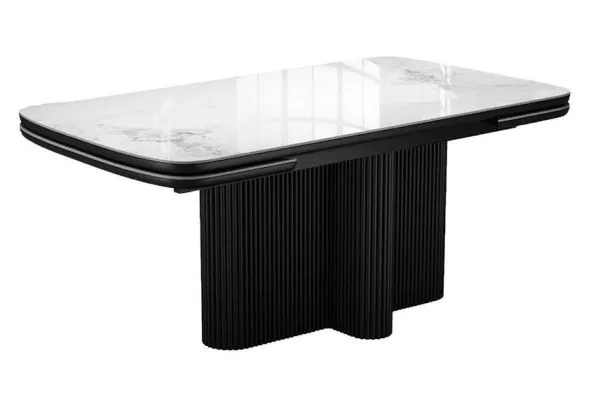 Стол DikLine DKO140 Керамика Platinum ART (белый глянец)/подстолье черное/опоры черные (2 уп.)