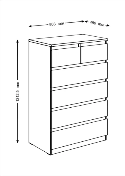 2.05.02.100.1 МАЛЬТА комод 4+2 ящика 80х121 белый RU