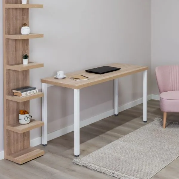 S00913 Ингар 2/ТТ стол письменный 140x75x55, дуб беленый/белый