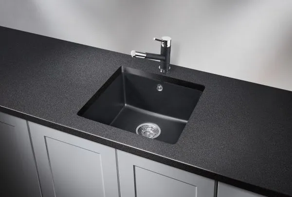 4451, ШВАРЦ (чёрный металлик), кухонная мойка, кварц