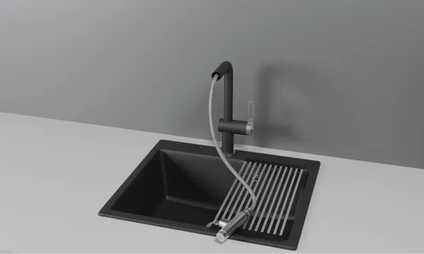 GR-8169, НЕРЖ, СМЕСИТЕЛЬ КУХОННЫЙ С ВЫДВИЖНЫМ ИЗЛИВОМ