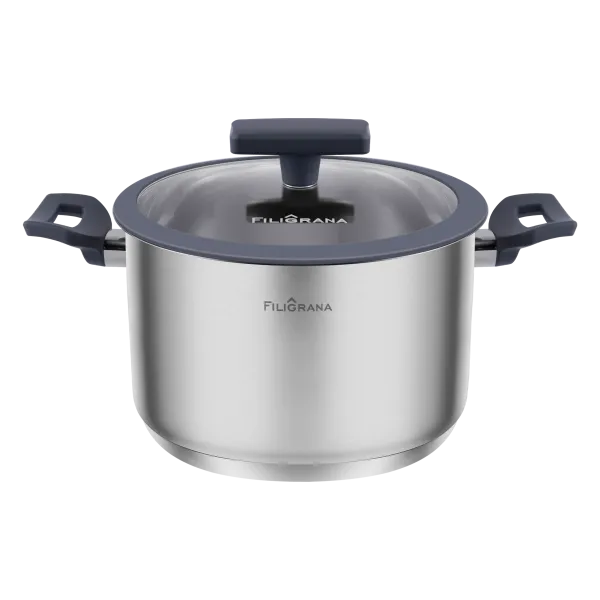 Кастрюля FILIGRANA STELLA FG40STL01CR из нержавеющей стали со стеклянной крышкой, 20  см, 3,6 л. Нержавеющая сталь