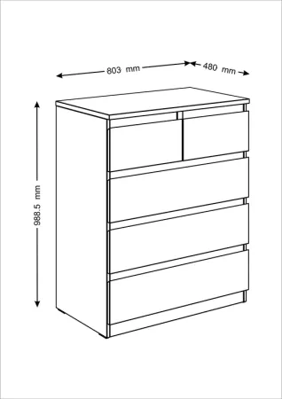 2.05.02.080.3 МАЛЬТА комод 3+2 ящика 80х99 сонома RU
