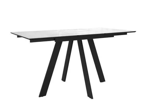 Стол DikLine DKD120 керамика 120(160)х80, Carrara Gloss (мрамор глянец белый), опоры черные (2уп.)