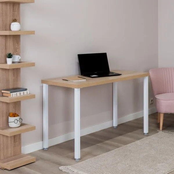 S00890 Ингар 1/ТТ стол письменный 120x75x55, дуб беленый/белый