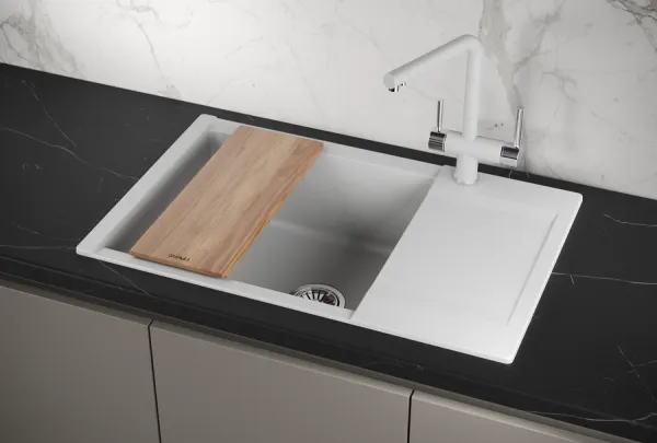 ES-7807, АРКТИК (БЕЛЫЙ), кухонная мойка, кварц, ESTETICA