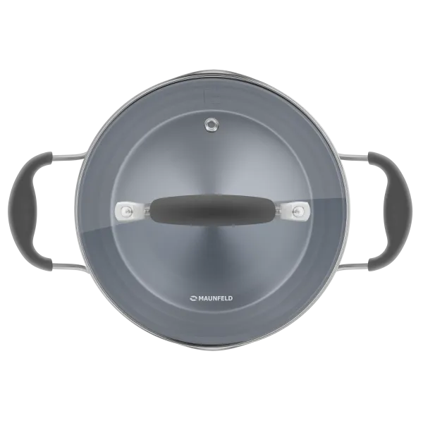 Кастрюля MAUNFELD LAURA MCS22S08GR из нержавеющей стали со стеклянной крышкой, 18 см, 2,2 л. Нержавеющая сталь