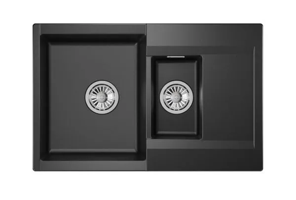 ES-7808, ШВАРЦ (чёрный металлик), кухонная мойка, кварц