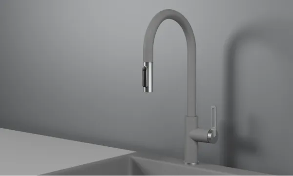 GR-8168, АЛЮМИНИУМ, СМЕСИТЕЛЬ КУХОННЫЙ С ВЫДВИЖНЫМ ИЗЛИВОМ