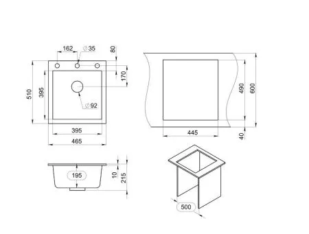 4651, ТУРМАЛИН, кухонная мойка, кварц