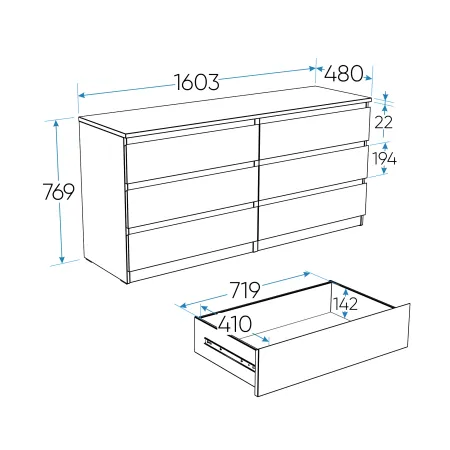 2.05.02.060.5 МАЛЬТА комод 6 ящиков 160х76 Дуб Венге RU