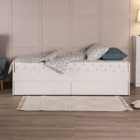 2.02.08.450.1 СИРИУС кровать раздвижная с ящиками 90х200 белая RU