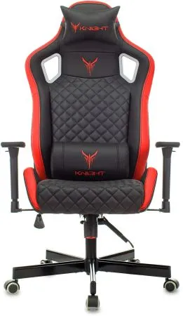 Кресло игровое Knight Outrider черный/красный ромбик экокожа с подголов. крестов. металл