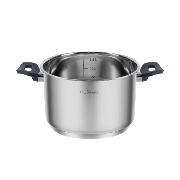 Кастрюля FILIGRANA STELLA FG20STL01CR из нержавеющей стали со стеклянной крышкой, 16 см, 1,9 л. Нержавеющая сталь