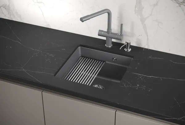 KS-4501U, АЛЮМИНИУМ, кухонная мойка, кварц