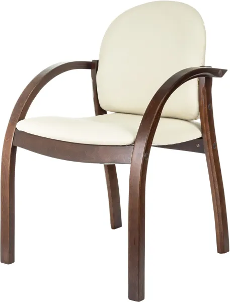 Стул Бюрократ Джуно светло-бежевый экокожа на ножках дерево