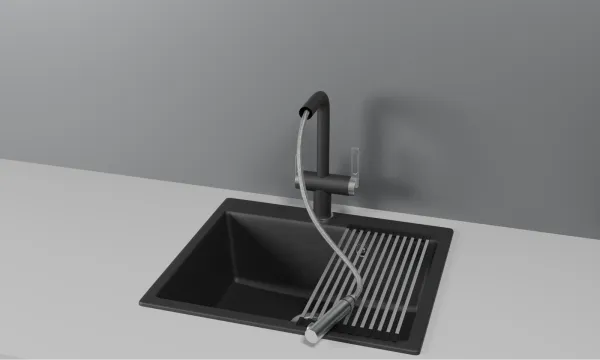 GR-8170, ЧЕРНЫЙ, СМЕСИТЕЛЬ КУХОННЫЙ С ВЫДВИЖНЫМ ИЗЛИВОМ