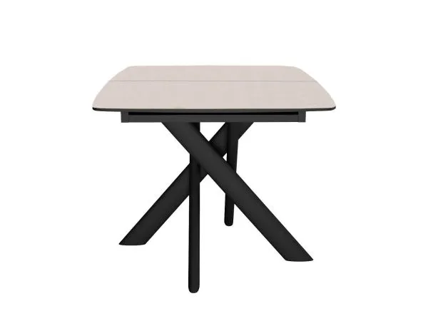 Стол DikLine DKB110, Керамика Krater Perla (бежевый матовый)/подстолье черное/опоры черные
